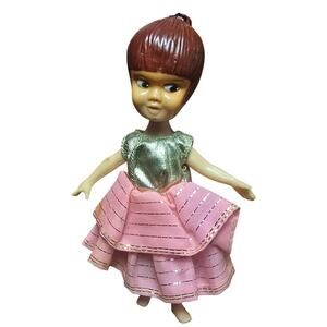 Vintage 1960's 4" Miss Merry Fully Articulated Doll + Dress